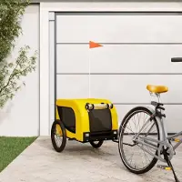 Prolenta Maison Exclusive - Remorque pour vélo, pour chiens, jaune et noire, en tissu Oxford et en fer