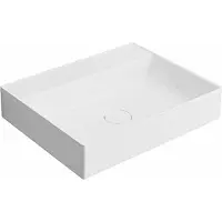 Sapho TWIG lavabo en fonte de marbre incl. cache-siphon 60x47cm, sans trou pour robinetterie, blanc