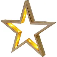 Spetebo Étoile en bois LED naturelle à suspendre avec minuterie - 29 cm - Décoration de Noël étoile lumineuse fonctionnant sur piles - Noël Avent hiver étoile fenêtre décoration éclairage