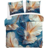 Darymex Linge de lit, parure de lit en satin de coton 160 x 200 12414 Turquoise, fleurs