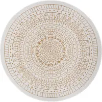 Hanse Home Tapis d'extérieur et d'intérieur , modèle Porto, forme ronde, couleurs ocre, réversible, résistant aux intempéries - diamètre 100 cm