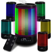 Retoo Humidificateur d'air Diffuseur d'arômes Ultrasonique Éclairage LED coloré USB Huiles essentielles 4500 ml Appareil d'aromathérapie électrique Bureau Spa Noir
