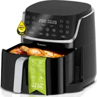 TurboTronic friteuse à air XXL – TT-AF13D – airfryer 8 l, 1700 W, numérique, 13 programmes, écran tactile, 80–200 °C, format familial, grille, noir Noir