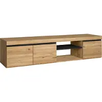 Skraut Home NATURALE Meuble TV Chêne et Noir, 2 portes et 2 logements, 160x40x41cm