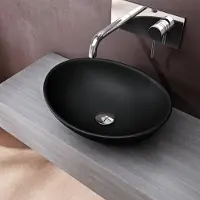 Doporro Lavabo vasque à poser gris noir mat 42cm lave main en céramique Bruxelles205 42x34x14,5cm
