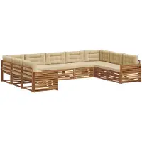 vidaXL Ensemble de canapés d'extérieur , 9 pièces, couleur naturelle et beige, en bois massif d'acacia
