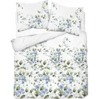 Detexpol Linge de lit, linge de lit en flanelle, chaud, pour l'hiver 200x220 5626a Fleurs bleues