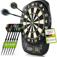 Juskys Jeu de fléchettes électronique - écran LCD inclus - port USB-C - 18 fléchettes