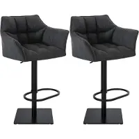 CLP , ensemble de 2 tabourets de bar Damaso, revêtus de tissu, pivotants et réglables en hauteur, jusqu'à 240 kg. Couleur : gris foncé. Structure : noire