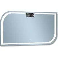 Casa Padrino Miroir de salle de bain de luxe 120 x 2,5 x H. 60 cm - Miroir mural avec éclairage LED et station météo intégrée - Meubles de salle de bain de luxe