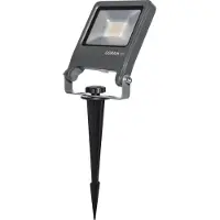 Osram Projecteur extérieur ENDURA Garden, à planter, 20W, 1700 lumens, 3000K (blanc chaud), indice de protection IP65, câble de 2 mètres avec prise, aluminium gris foncé