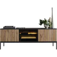Mirjan 24 Meuble TV RHOME - chêne wotan / noir graphite + éclairage LED OFFERT