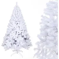 Jiubiaz Sapin de Noël artificiel 210cm (Ø ca.110cm) avec env.1000 pointes, sapin de décoration en épicéa, y compris support de sapin de Noël en métal, montage rapide, pliable,Blanc