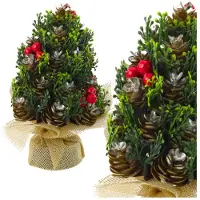 Lean Cônes artificiels décoratifs pour sapin de Noël, sorbier rouge, 17 x 10 cm
