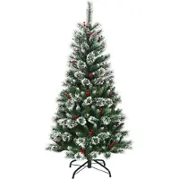 Northix Sapin de Noël artificiel de 150 cm avec neige et baies rouges