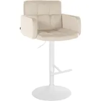 CLP Chaise de bar Los Angeles - velours, structure blanche - crème