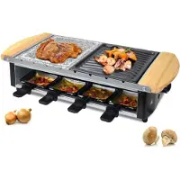 Syntrox Germany Syntrox Raclette Uri en acier inoxydable pour 8 personnes avec plaque de gril et pierre chaude
