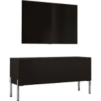 3Xeliving Meuble TV : Noir mat avec pieds en chrome, dimensions 100 x 52 x 32 cm