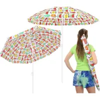 Enero Camp Parasol de plage et de balcon 180 cm – Motif « Mix Fruit » – Protection solaire colorée pour la plage et le jardin