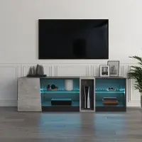 Mondeer TV-Lowboard Armoire TV avec éclairage LED largeur 140cm noir et gris