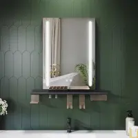 Sonni Miroir de salle de bains 50 x 70 cm, tricolore, intensité lumineuse variable, RA90, antibuée, avec rangement multifonctionnel