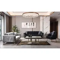 AEA Couchgarnitur Dreisitzer Hochwertig Couch Polstersofa Stoffsofa Sessel Schwarz