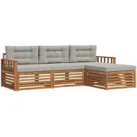 vidaXL Ensemble de canapés d'extérieur avec coussins, couleur naturelle et gris clair