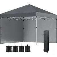 Fortuna Tente pliante Lai 2,97 x 2,97 m avec parois latérales, protection UV, tente de camping, tente de réception avec sacs de sable, acier gris foncé pour le jardin et la terrasse