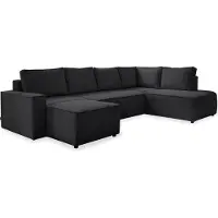 Miuform Brave Dave - Canapé d'angle avec fonction lit et coffre de lit U-FORM DROITE - 322x194cm - Anthracite - Canapé-lit Canapé