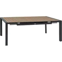 Hespéride Table De Jardin Carrée Extensible Alu Evasion 8/10 Places Effet Bois Honey Et Graphite -