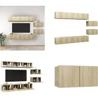 vidaXL Armoires TV 8 pièces Chêne Sonoma Bois composite - Ensemble d'armoires TV - Ensembles d'armoires TV - Ensembles d'armoires TV suspendues