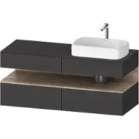 Duravit Collection One Meuble sous-vasque sur console, 2 tiroirs, découpe à droite, 1400x550x600mm, niche en chêne mamelonné, QA4766055490010