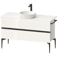 Duravit Sivida Meuble sous-lavabo sur console, 2 tiroirs, poignée noire diamantée mate, 1245x475x548mm, SV46600BD220000