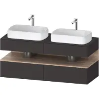 Duravit Collection One Meuble sous-vasque sur console, 2 tiroirs, 2 découpes, 1400x550x600mm, niche en chêne mamelonné, QA4767055800010