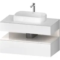 Duravit Collection One Meuble sous-vasque sur console, 1 tiroir, 1 tiroir, découpe au centre, 1000x550x600mm, niche blanc ultra-brillant, QA4731022180000