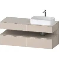 Duravit Collection One Meuble sous-vasque sur console, 2 tiroirs, découpe à droite, 1400x550x600mm, niche Taupe Supermatt, QA4766083910010