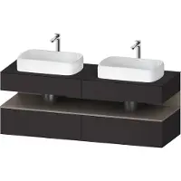 Duravit Collection One Meuble sous-vasque sur console, 2 tiroirs, 2 découpes, 1600x550x600mm, niche basalte mat, QA4779043800010