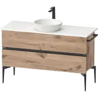Duravit Sivida Meuble sous-lavabo sur console, 2 tiroirs, poignée noire diamantée mate, 1245x475x548mm, SV46600BD550000