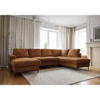 Miuform Lofty Lilly - Canapé d'angle avec fonction lit et coffre de lit U-FORM DROITE - 303 x 197 cm - Rouge brique - Canapé-lit Canapé
