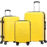 BiggDesign Cats Hard Luggage Sets, 100% ABS Hardshell Luggage with 360° Spinner Wheels, Travel Suitcase, TSA Lock System, Lightweight, 3 Pcs, 20 - 30 - 45 kg Carrying Capacity, Yellow
