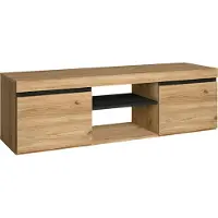 Skraut Home NATURALE Meuble TV, Chêne et Noir, 2 portes et 2 logements, 140x40x41cm