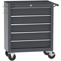 HBM Chariot à outils 5 tiroirs, 62 cm, gris
