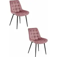 Leobert Chaise - - Bera - Velours Rose Foncé/Pieds Noirs - 54 X 60 X 88 Cm - Lot De 2