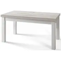 Alpi Möbel Table de salle à manger rectangulaire classique, table extensible, dimensions : 160-210 x 90 x 78 cm, table de salon, couleur : marbre, avec pieds en bois de couleur blanche