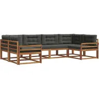 vidaXL Ensemble de canapés d'extérieur avec coussins 6 pièces Nature et Anthracite