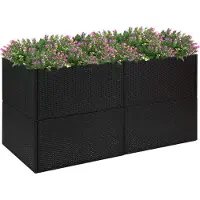 Prolenta Maison Exclusive - Bac à plantes noir 157 x 80 x 80 cm en rotin synthétique
