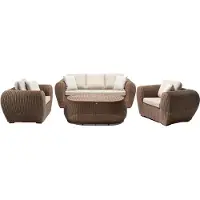 AEA Sofagarnitur set 3 Sitzer Sofas 2x Sessel Couchtisch Terrasse Moderner Braun set