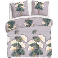 Darymex Parure de lit en flanelle, épaisse et chaude, 200 x 220 cm, 31510-2 Feuilles de ginkgo