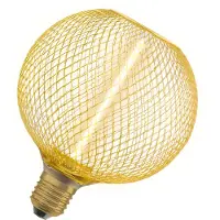 Ledvance DECOR LED Globe 3.5W avec filament de paille, blanc chaud confortable 818, 150lm/1800K, transparent, verre doré sans plomb avec filetage E27, dimmable, 125 mm de diamètre.