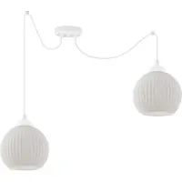 Light11 HOME Lampe à suspendre Spider Riffle Blanc 2 flammes avec abat-jour boule blanc E27